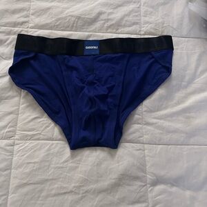 Men’s Garofali Blue Sport Briefs with Black Waistband & White Compression Pants